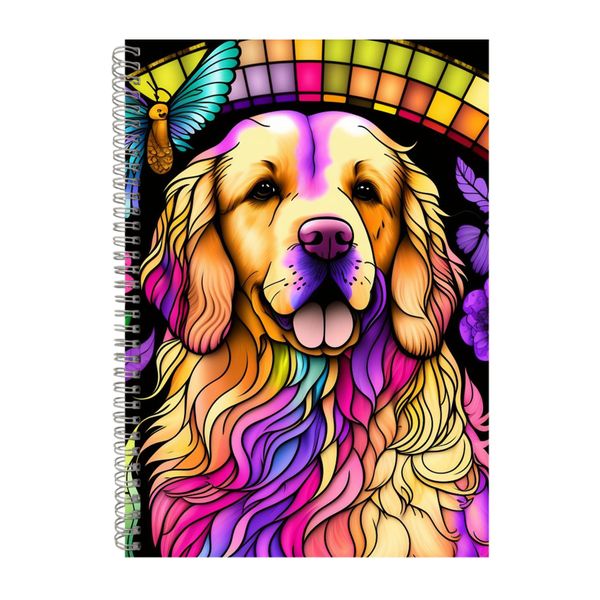 Golden Retriever Stained Glass Notebook Gift Idea Notepad Pad 112