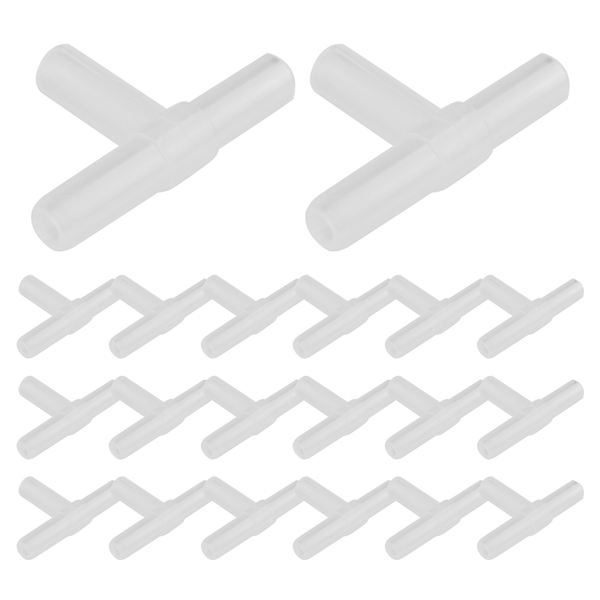 Plastic 3-way T-shape Aquarium Air Valves 100 Pieces Clear White