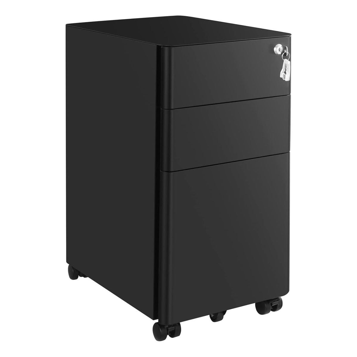 Rolling File Cabinet - 3 Drawer Lockable Unit for Home Office