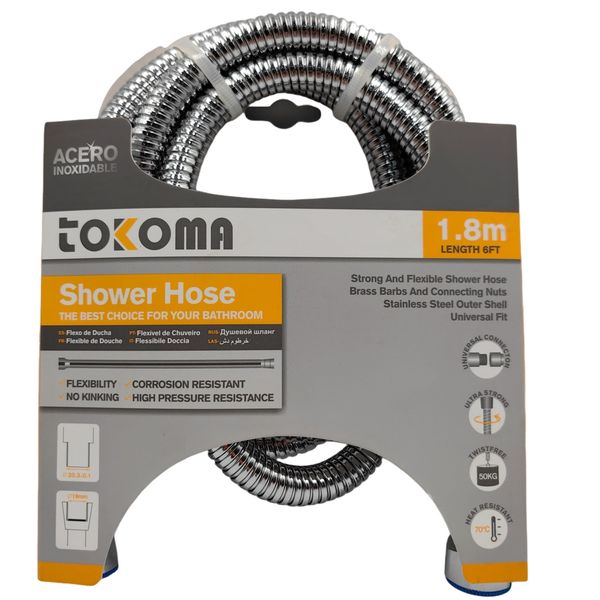 Tokoma Stainless Steel Shower Hose 1.8m (6ft)