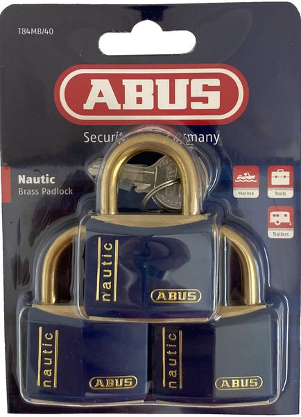 Abus Nautic Brass Padlock 40mm Blue Cover Pack of 3