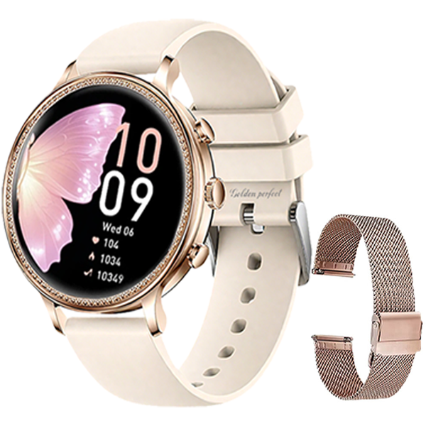 Golden Perfect Women's Smartwatch with Dual Straps - Elegant &amp; Smart