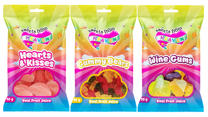 12Pk | Sweets from Heaven | Hearts, Bears, Gums | Sweets &amp; Chocolates | 50g