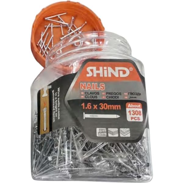 Shind 1.6x30mm Precision Steel Nails For Fine Work - Pack Of 1308