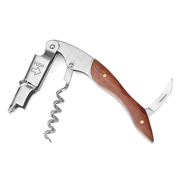 Wine Opener, Featuring Both Beer Bottle Opener and Integrated Corkscrew