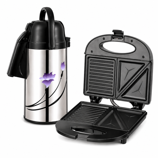 Breakfast Set - 3.0L Air Pot Flask + Sandwich Maker