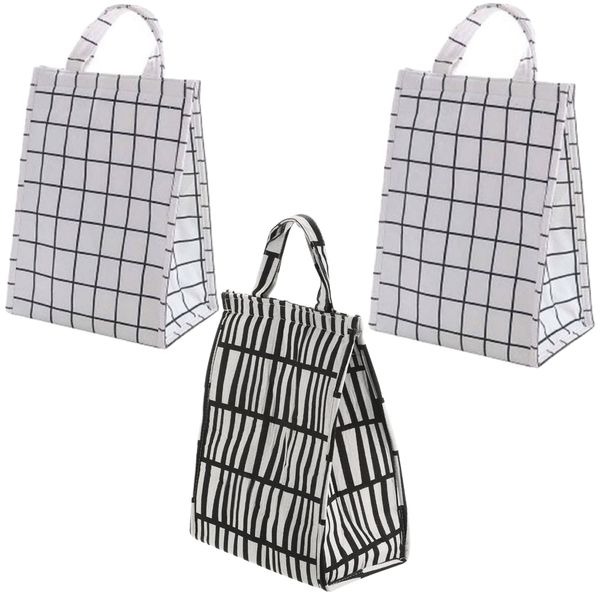 Kitchen Lunch Bag Coolers Squares/Stripes Set of 3