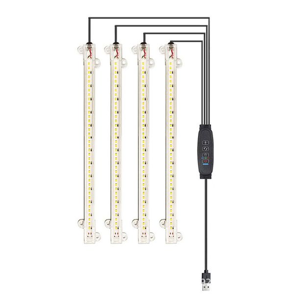 4-Headed 22cm LED Grow Light, 104 LEDs, 3500K Full Spectrum, 10-Level