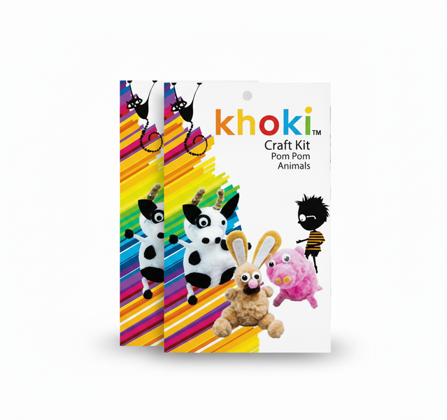 Khoki DIY Pom Pom Craft Kit for Kids - Create Colourful - 2 Pack