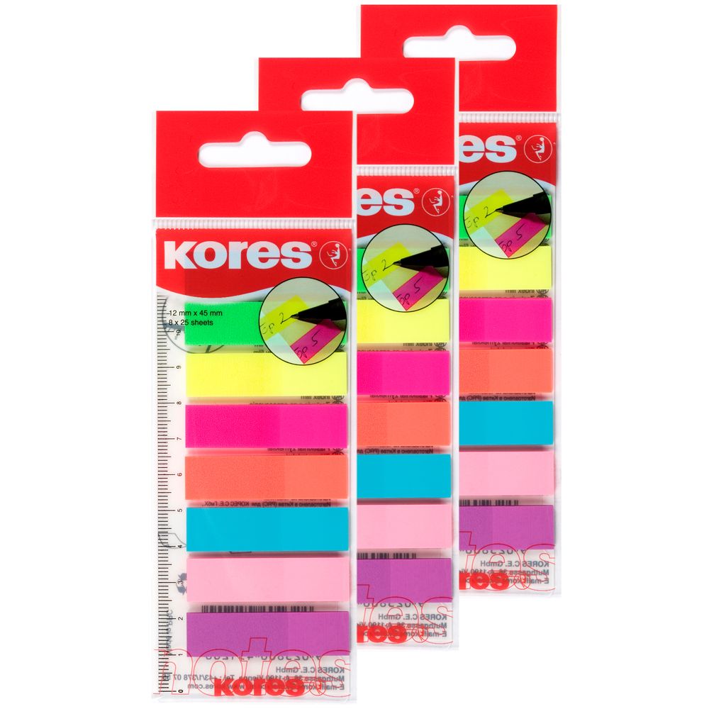 Kores 12x45mm Film Index Strips Page Marker With 8 Colours - 3 Pack ...