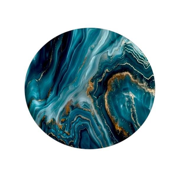 Anti-Slip Stylish Marble Design Mouse Pad With Gold Details - Black &amp; Blue