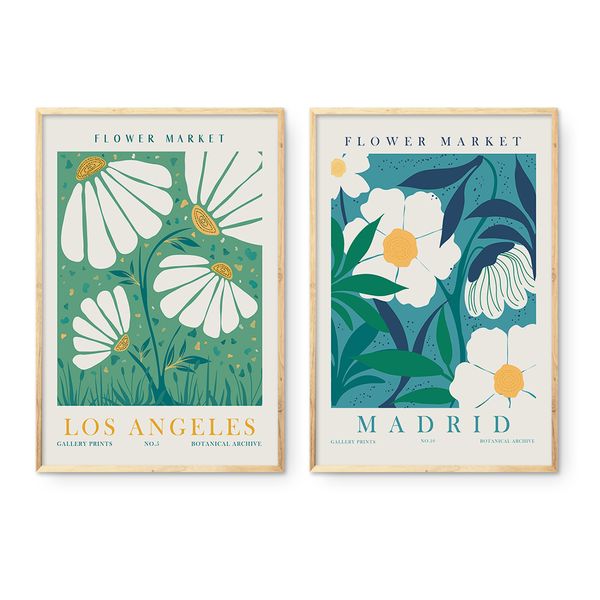 Cape Art Framed Canvas 2 Piece 40x60cm Flower Market Botanical