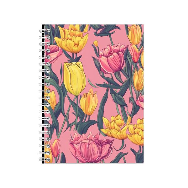 Pink Tulips And Yellow Daffodals 2 Notebook Art Gift Idea Notepad Pad 114