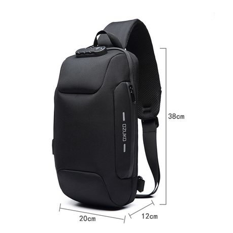 Ozuko Anti Theft Lock Sling Bag Shoulder Crossbody Backpack With