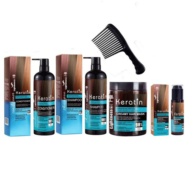 Lightness Keratin Hair Treatment Shampoo , Conditioner, Mask, Oil &amp; Comb