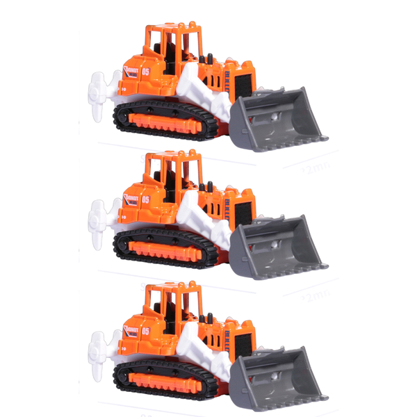 3 Pack - Model Toy Truck City Bulldozer Loader - Orange