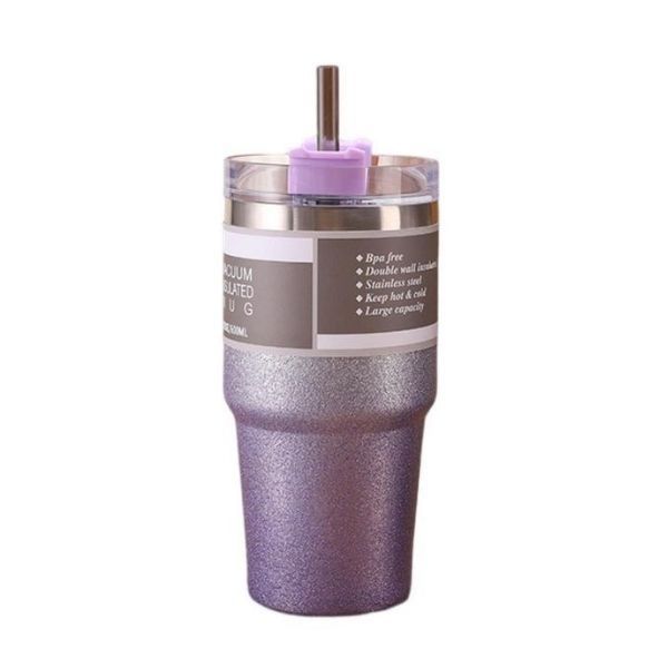 Stainless Steel Glitter Insulated Flask - 600ml Purple
