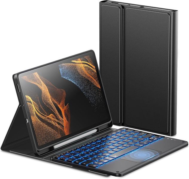 Tuff-Luv - Bluettooth Keyboard Case (Backlit Keys) -- Compatible with the Samsung S6 Lite (Model: P625) - Black
