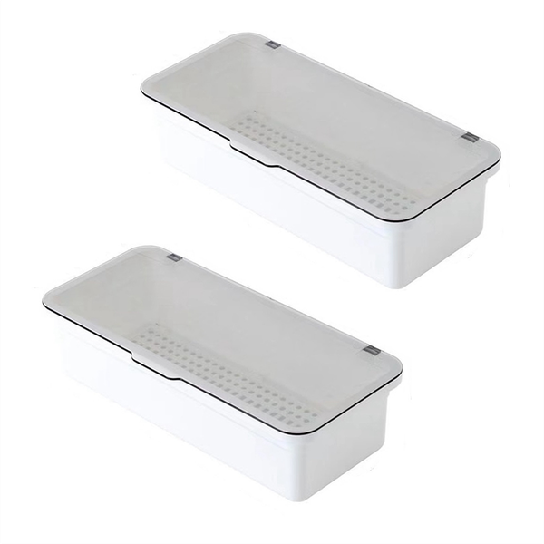 Flatware Tray, Utensil Storage with Lid Plastic Cutlery Tray, D
