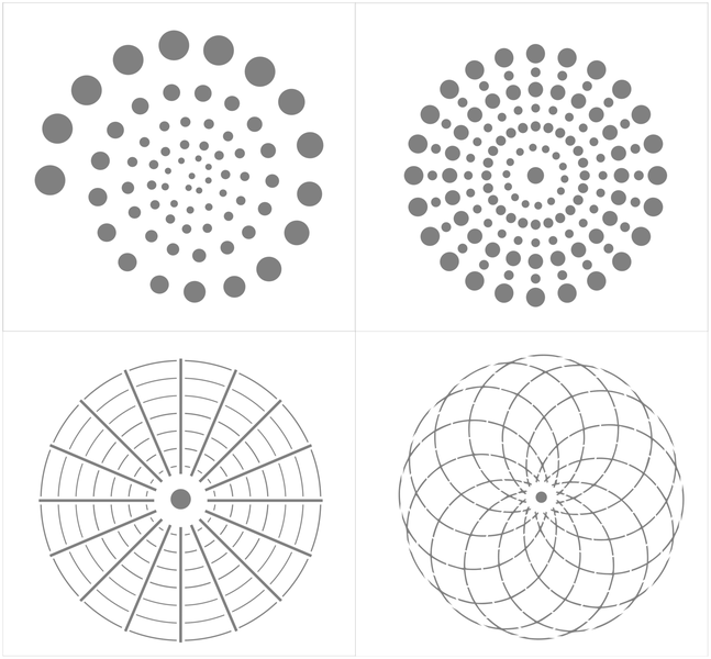 Collection of Mandala Drawing Template Stencils (30cm per stencil)