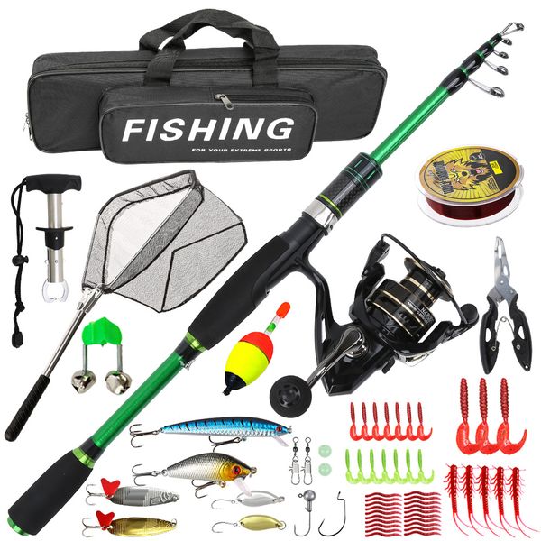 Beginner Carbon Fishing Rod NX2000 - 1.8m Telescopic Tackle Kit (1 Set)