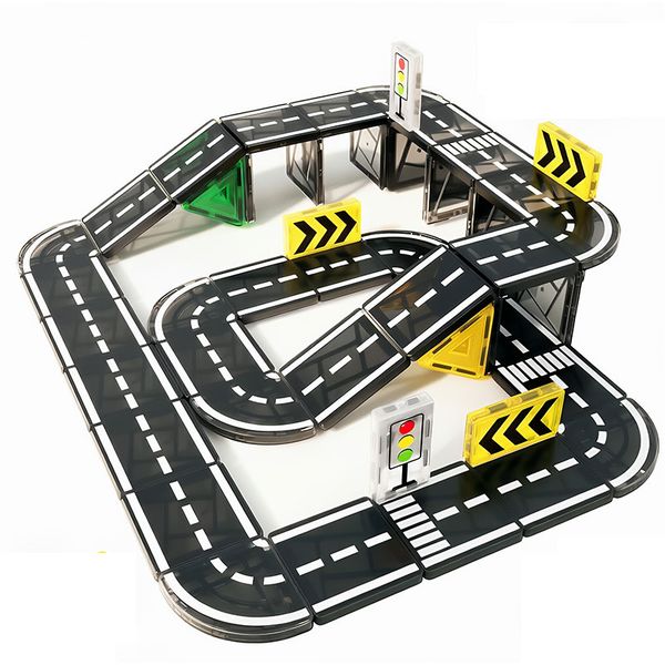 41-Piece Magnetic Road Blocks: City Building Toy