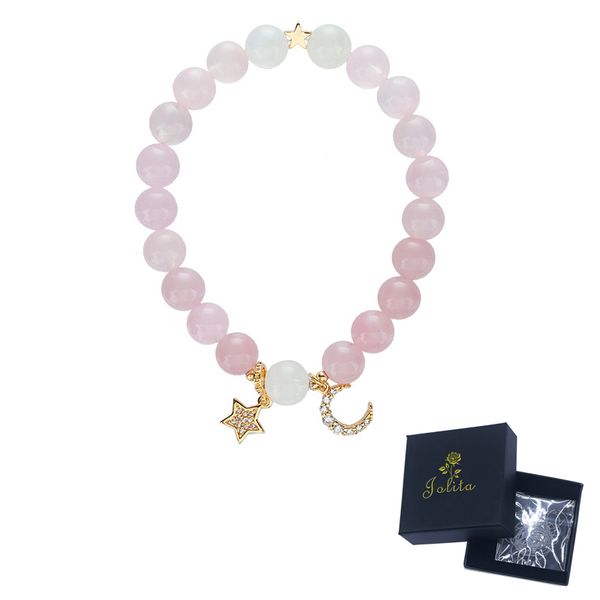 Jolita Rose Crystal Bracelet with Blue Moonstone and Star&amp;Moon Charm-SL0058