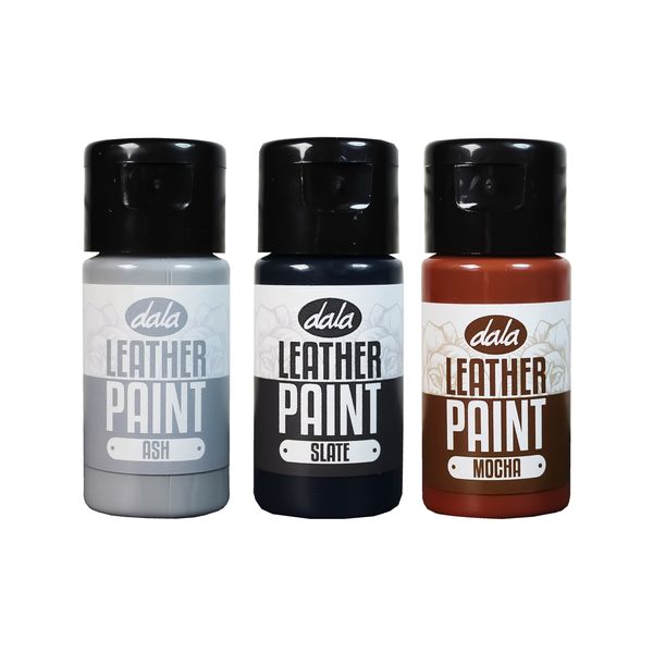 Dala Leather Paint Set 25ml Ash, Slate, Mocha - 3 Pack