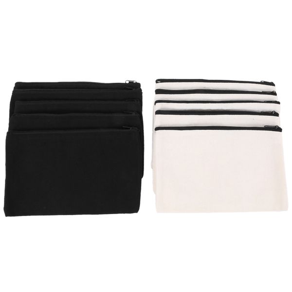 10Pcs Canvas Makeup Bags Canvas Zipper Pouch Bags Pencil Case Pouch