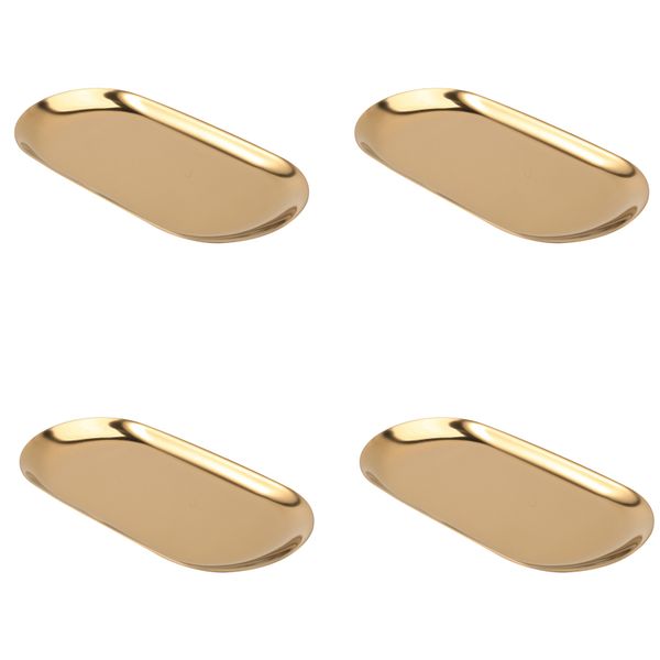 4X Storage Gold Oval Dotted Fruit Small Items Jewelry Display Tray