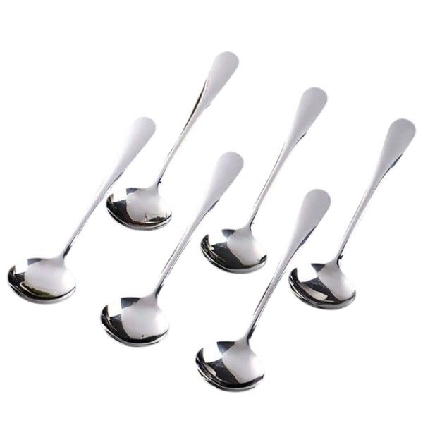 Elegant Stainless Steel Long-Handled Spoons - Set of 6 - Silver