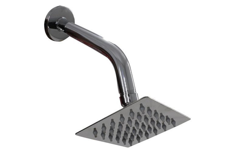 LMA 4 Inch (10cm) Square Shower Head &amp; 45 Bend 16cm Shower Arm Set