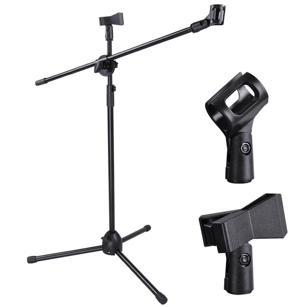 Dual Microphone Stand,Singing Mic Podcast Stand Floor Tripod Stage Boom