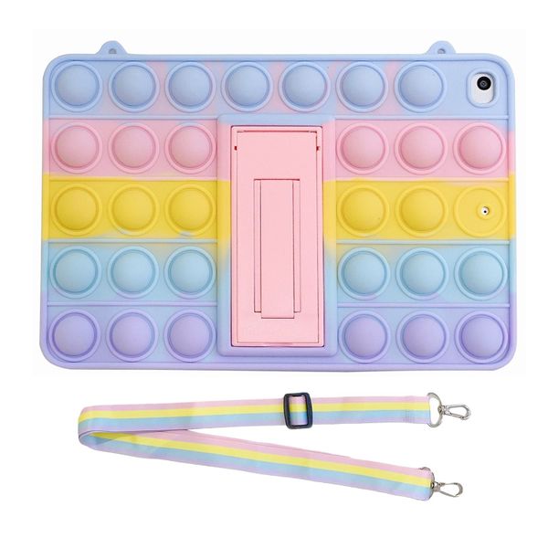 Fidget Poppet Push Bubble Wrap Silicone Cover with Stand &amp; Strap