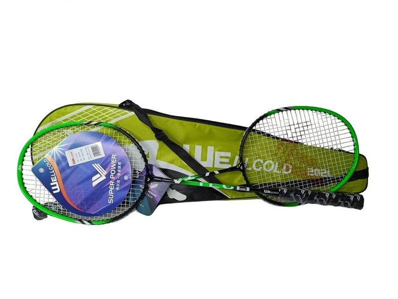 Quality Badminton Racket Set of 2 with 1 Shuttlecock - Green