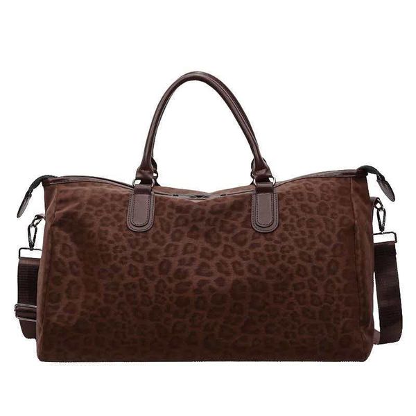 Vintage Leopard Print Large Tote Bag, Crossbody &amp; Handheld Travel Duffle