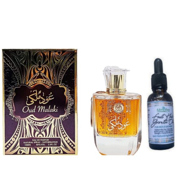 Oud Malaki Perfume &amp; Mmafha Fast Hair Growth Oil Gift Set