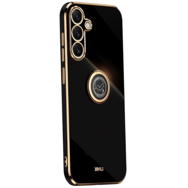 Gold Electroplated Case with Ring Holder Compatible with Samsung Galaxy S25 Ultra