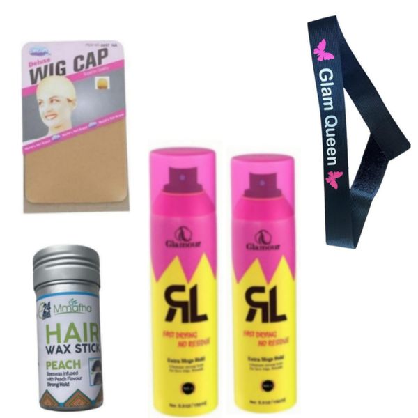 Wig Care Set 2 Glamour Spray+Elastic Band+Wig Cap &amp; Mmafha Wax Stick