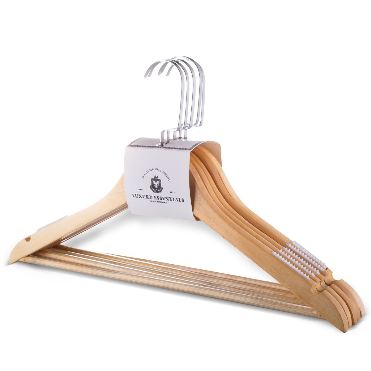 Premium Wooden Hangers Luxury Essentials 5 Piece Set Buy Online