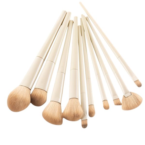 10 Piece - Minimalist Makeup Brush Set - White