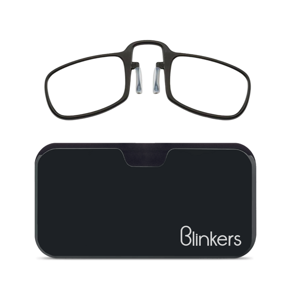 Blinkers Mini Armless Thick Frame Reading Glasses &amp; Pod Case