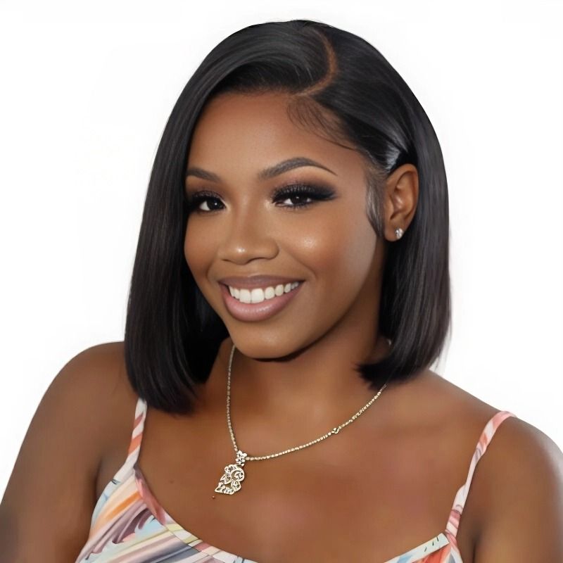 Brazilian Wig 10 inch Full Frontal Wig 100% Human Hair Bob Wig Geebuy