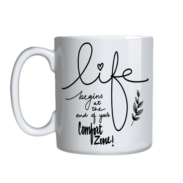 Comfortzone Coffee Cups Motivational Graphic Mug Design Birthday Present