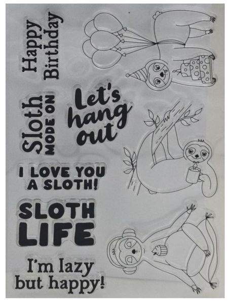 Crafters Companion Clear Arcylic Stamps - Sloth Mode On 9 Pieces