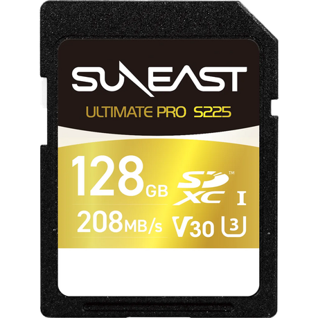 SunEast Ultimate Pro Gold Series V30 128GB SDXC Memory Card UHS 208MB/s 4K Image