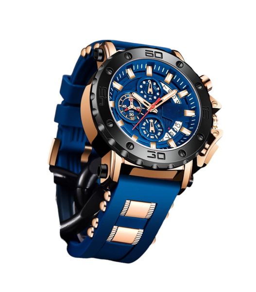 Sports Watch With Shock-Resistant Construction - Blue &amp; Black