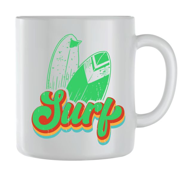 Two Surf Coffee Mugs for Men Women Trendy Surfing Graphic Cups Present 095