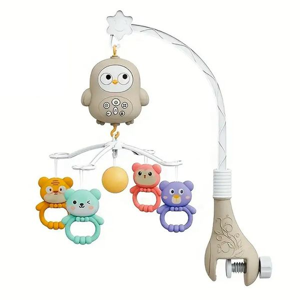 Baby Crib Mobile Rechargeable Remote Control Bed Bell Rattle Toy - Grey