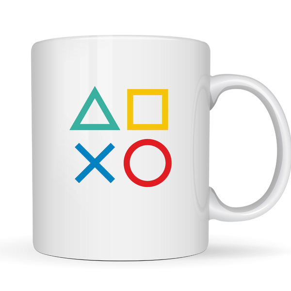 Graphical CPT White Ceramic Mug 350ml - Playstation Buttons